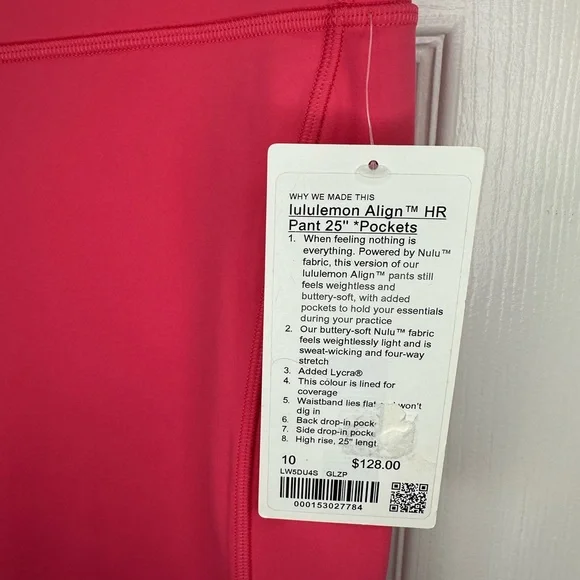 NWT Lululemon Align High-Rise Pant with Pockets 25" Glaze Pink Sz.10 - Picture 8 of 8